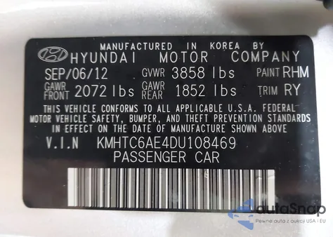 2013 Hyundai Veloster Turbo W/Blue from USA, damaged, VIN KMHTC6AE4DU108469